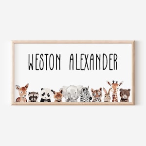 Safari Animal Nursery Print: Custom Name, Kids Room Decor (Digital Download)