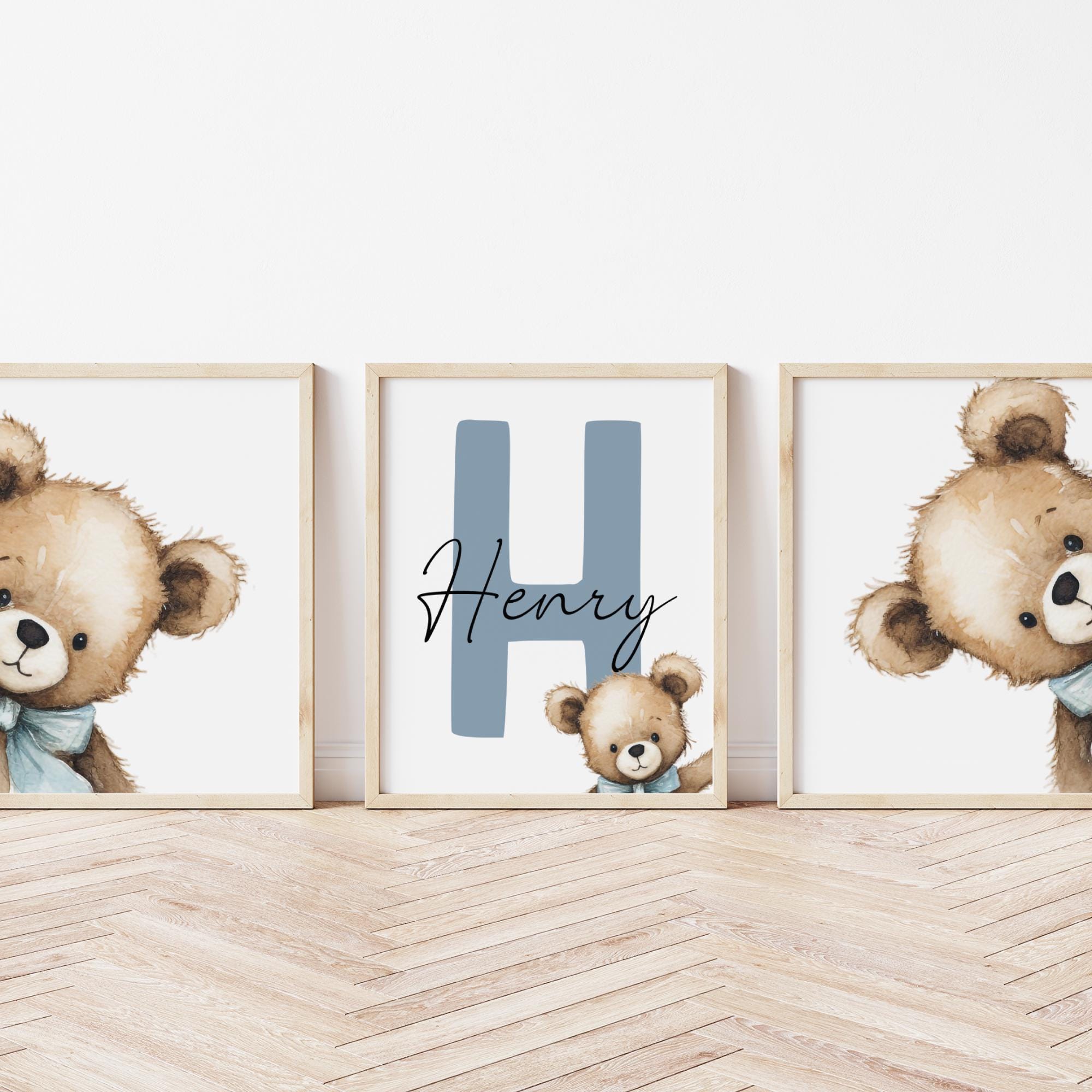 Personalized Teddy Bear Nursery Wall Art Print Set - Etsy