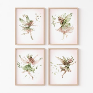 4er Set Fee Kinderzimmer Wand Kunst | Märchen Kinderzimmer Dekor | Poster Mädchen Spielzimmer | Fairycore Wand Kunst | Baby Mädchen Zimmer Dekor