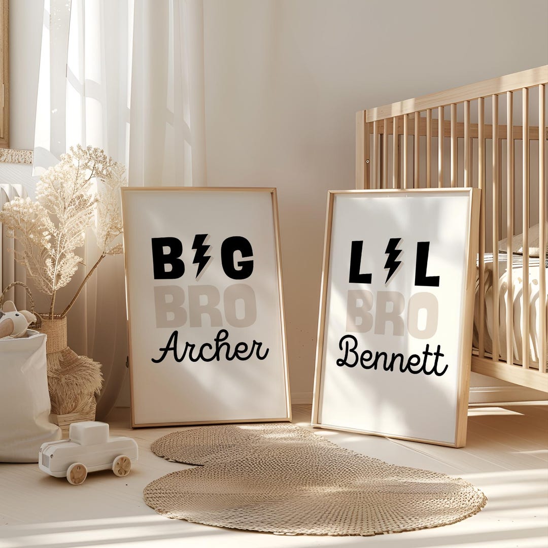 Personalised Name Prints, Brother Bedroom Wall Art for Big Bro Lil Bro ...