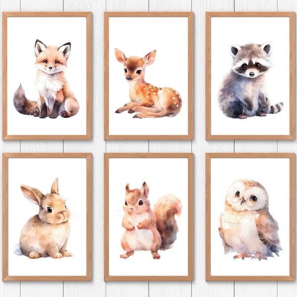 Woodland Nursery Prints Baby Room Decor, Woodland Nursery Wall Art Gift, Woodland Baby Animal Prints Kids Room Decor