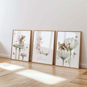 Wildflower Fairy Nursery Print | Baby Girl Fairy Nursery Decor | Fairies Wall Art | Fairy Garden Digital Download | Gift for Baby Girl