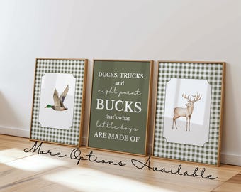 Rustic Hunting Nursery Art: Mallard Duck, Deer Prints