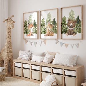 Woodland Nursery Decor Set - Forest Animal Prints - Nursery Wall Art - DIGITAL DOWNLOAD