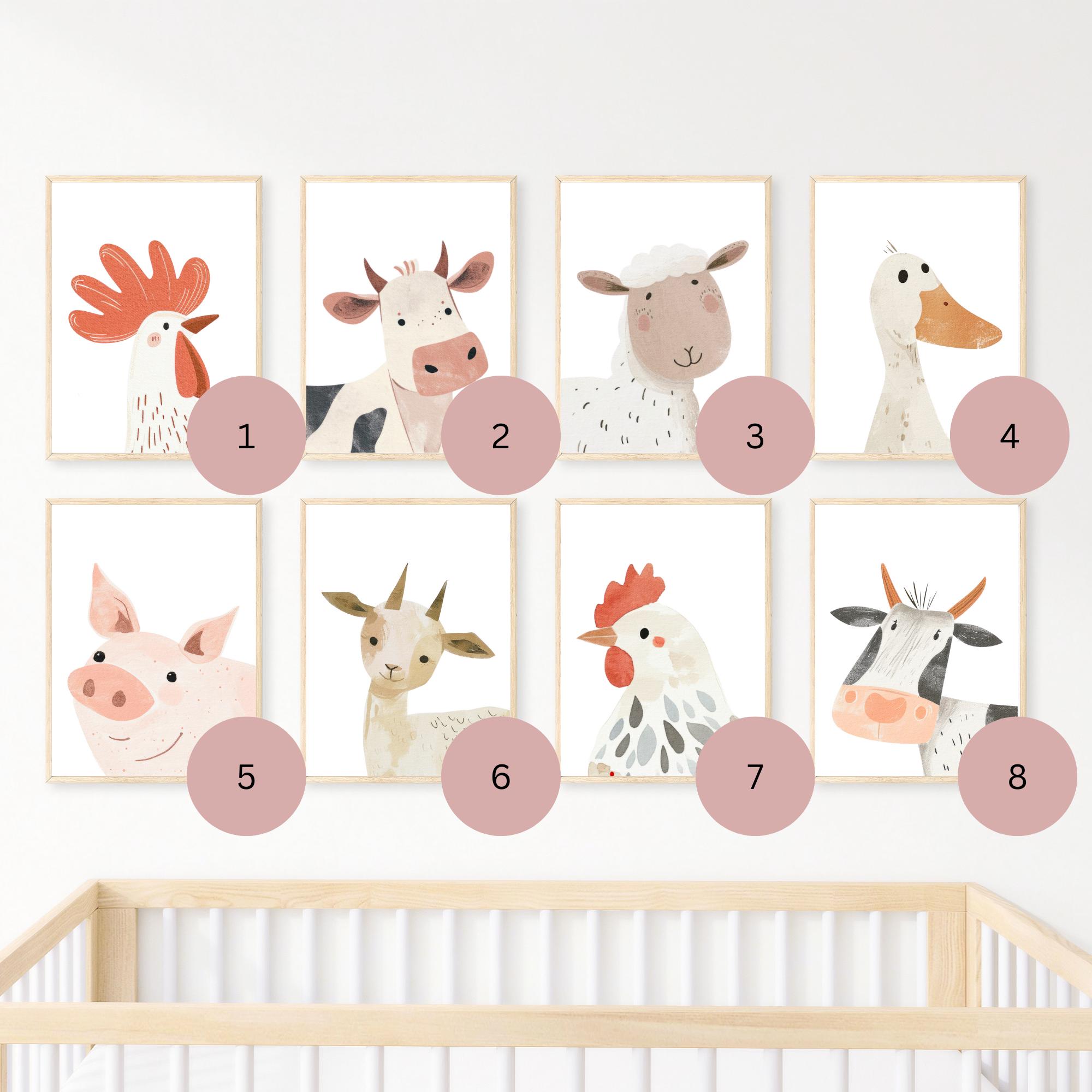 Farm Nursery Prints, Cute Farm Animal Wall Decor for Kids' Nurseries ...