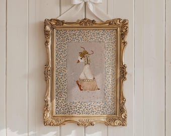 Vintage Goose Nursery Art: Cottagecore Duck Print