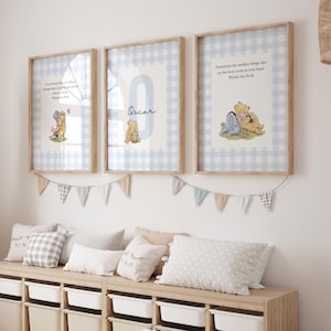 Winnie-the-Pooh Nursery Print: Custom Name, Vintage Bear Decor (Digital Download)