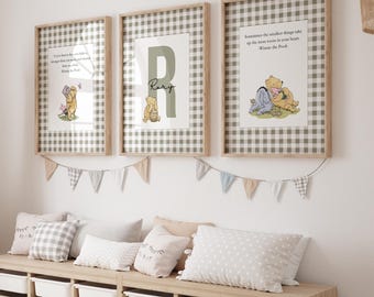Decoración infantil de Winnie the Pooh: Láminas personalizadas con nombres de ositos