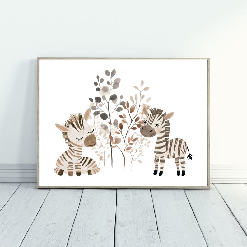 Safari Themed Nursery Wall Art Jungle Animal Prints for Baby's Room