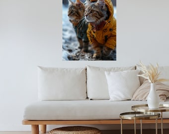 Purr-fectly Adorable: Handcrafted Cat Canvas Wall Art – Unique Feline Decor Poster for Cat Lovers and Pet Enthusiasts