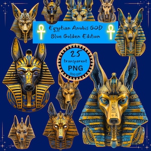 Egyptian Anubis GOD Clipart Bundle Blue Golden Edition!