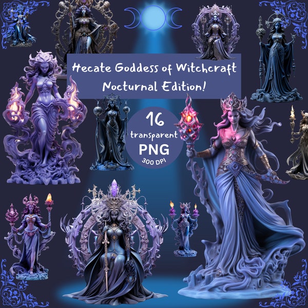 Hecate Goddess of Witchcraft Clipart Bundle! Nocturnal Edition