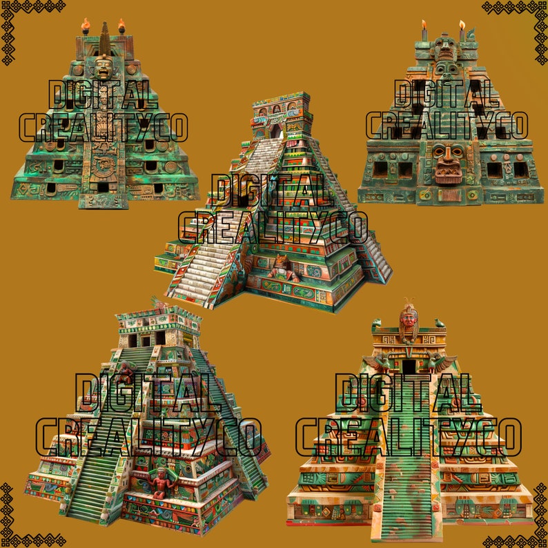 Aztec Mexican Pyramid Clipart Bundle Santa Cecilia Edition - Etsy