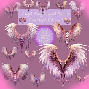 Angel Wing Clipart Bundle! Amethyst Edition