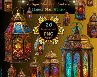 Antique Moroccan Lantern Clipart Stained Glass Edition!