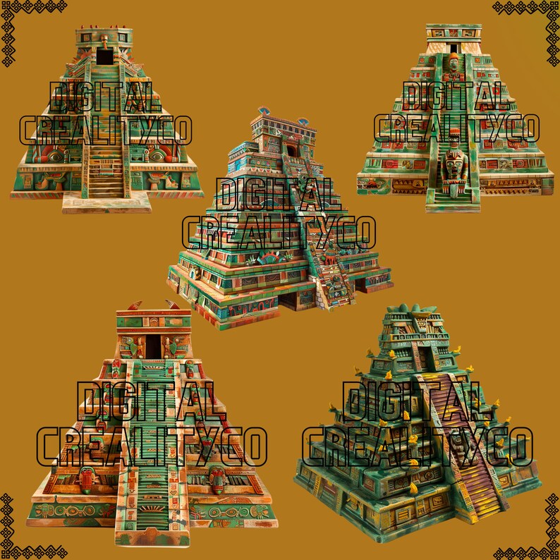 Aztec Mexican Pyramid Clipart Bundle Santa Cecilia Edition - Etsy