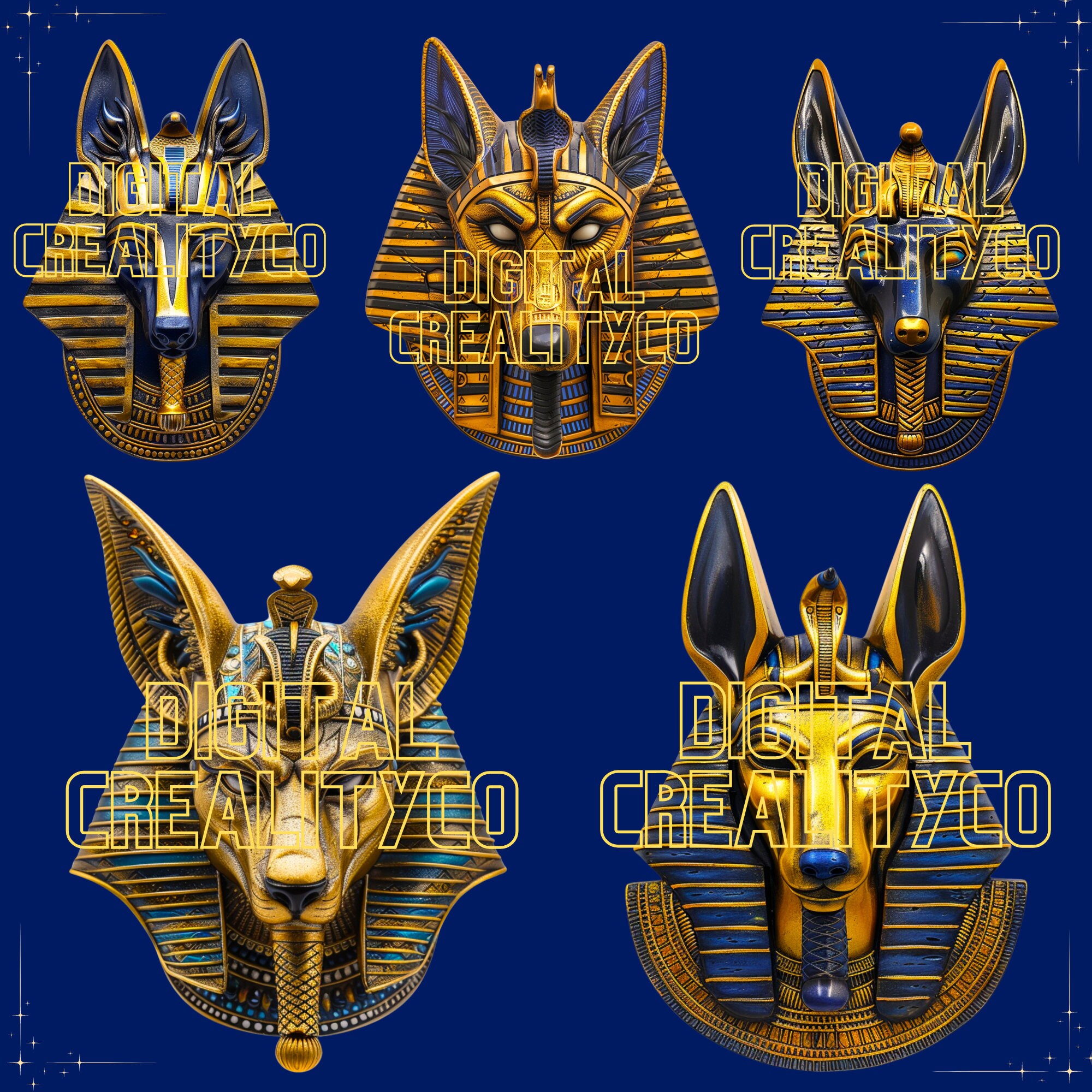 Egyptian Anubis GOD Clipart Bundle Blue Golden Edition! - Etsy