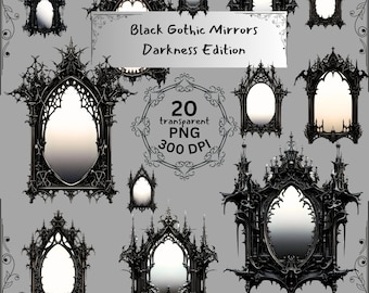 Black Gothic Mirrors Darkness Edition Bundle Digital PNG Files