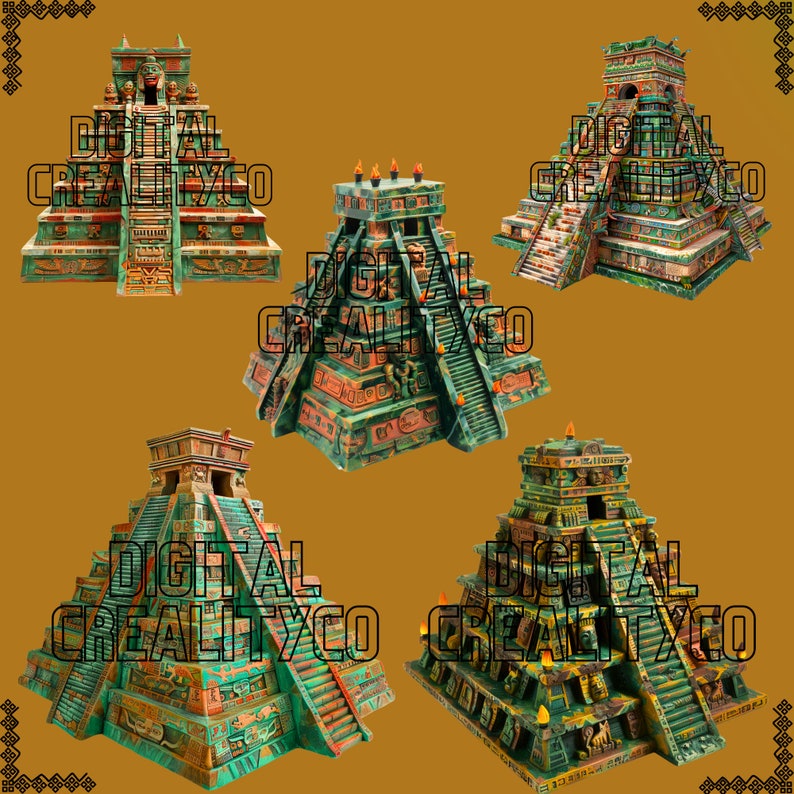 Aztec Mexican Pyramid Clipart Bundle Santa Cecilia Edition - Etsy