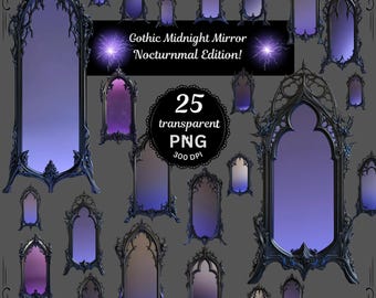 ¡Paquete de imágenes prediseñadas de espejo de medianoche gótico, edición nocturna!
