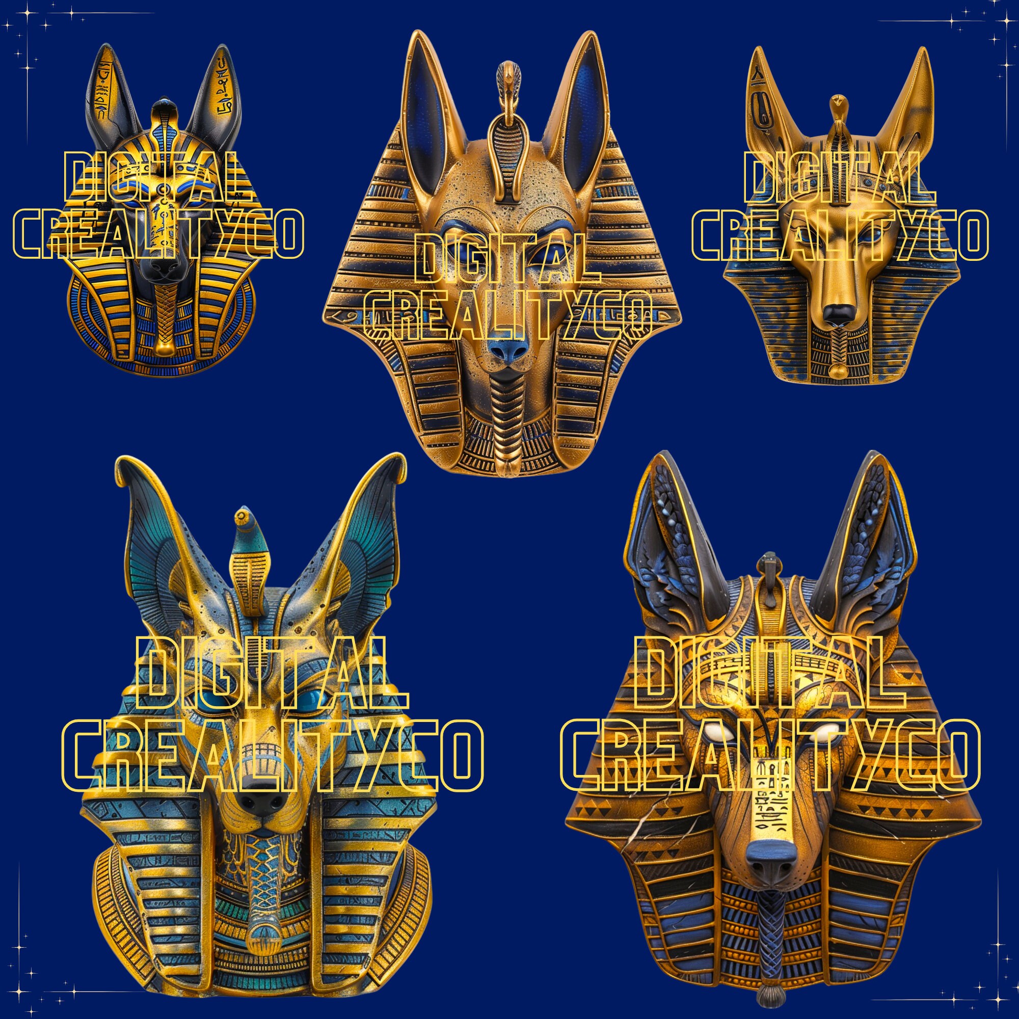 Egyptian Anubis GOD Clipart Bundle Blue Golden Edition! - Etsy