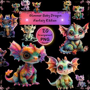 Glimmer Baby Dragon Clipart Bundle Fantasy Edition!