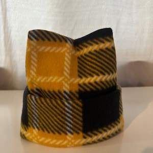 Yellow & Navy Plaid 4 Point Hat