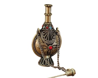 チベットの銀象嵌宝石嗅ぎタバコ瓶、ユニークなデザイン、中国の