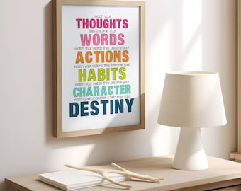 Thoughts Become Words Print: Colorful Life Mantra (Digital Download)