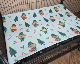 Ready to Ship | Reversible - Single CN/FN Cage Bottom Pan Liner - for Ferrets, Chinchillas & Hedgehogs. - Elf in Plaid