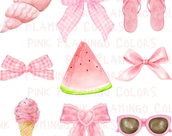 Pink Summer Coquette PNG, Girly Summer png, Coquette Aesthetic Bow Png, Coquette Beach png, Girly Summer Shirt, Pink Plaid Bow png