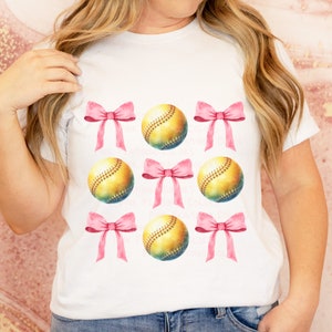 Coquette Softball PNG, Softball mom, Coquette Aesthetic Bow Png, Coquette Bow shirt design, softball, softball mom Soft Girl png, Pink Bow