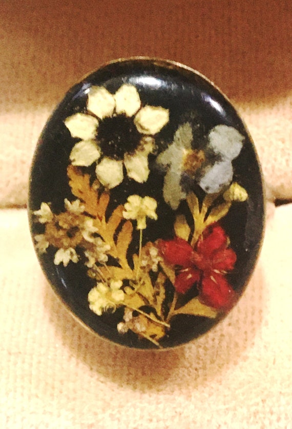 Hand Made Real Pressed Flowers on Silver Ring. Ta… - image 4