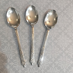 Set of 3 Sheffield Apostle Antique Silver Spoons. Demitasse, Coffee or Tea / Child&#39;s Spoon