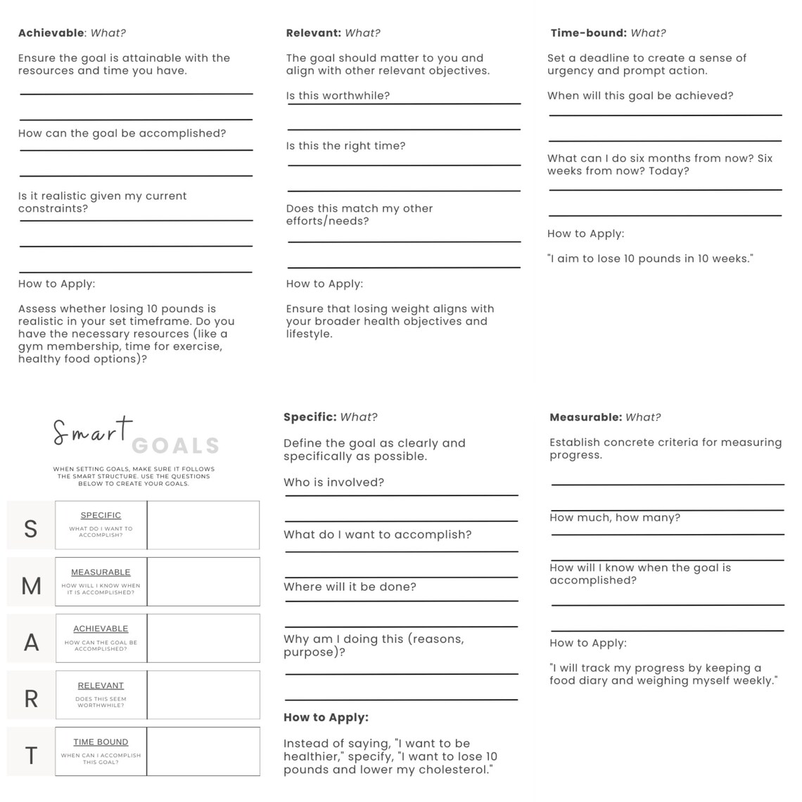 SMART Goals Printable Worksheet Etsy SMART Goals Printable Worksheet Etsy