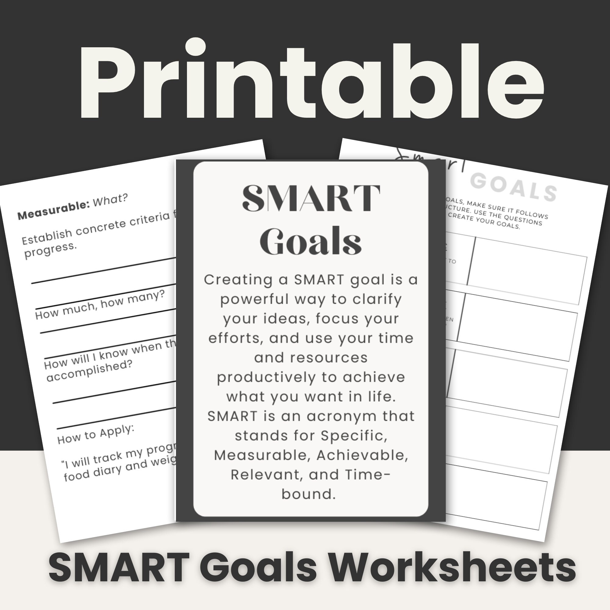 SMART Goals Printable Worksheet Etsy SMART Goals Printable Worksheet Etsy