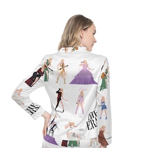 Viral Taylor Pajamas, Cute Pjs for Music Lover, Cool Sleepwear for Taylor Fan, Unique Taylor Merch, The Eras Pajamas, Unique Satin Pajamas