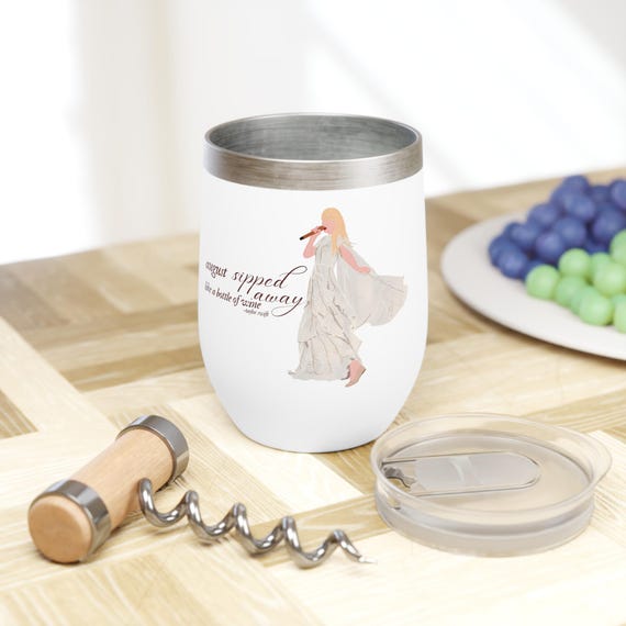 Folklore Album Wine Tumbler, Folklore Era Drinking Glass, Great Gift for Bachelorette, Unique Present for Taylor Fan, August Song Theme Gift