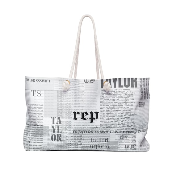 Rep Album Bag, The Eras, Great Gift for Taylor Fan, Rep Fan, Beach Bag, Vacation Luggage, Rep Merch, Newspaper Print, Rep Era Accessories