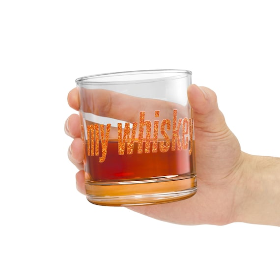 Personalized Whiskey Glass: Orange Glitter, Taylor Fan Gift
