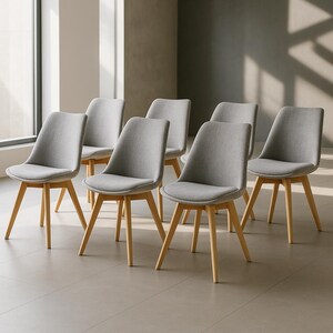Juego de 6 sillas de comedor grises