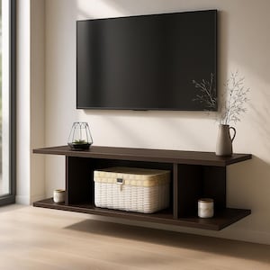 Modern Wall Mounted Floating TV Cabinet / Media Centre Brown or Grey