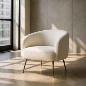 Modern Futuristic White Velvet Chair    |    Lounge Room ,  Living Room ,  Modern Apartment