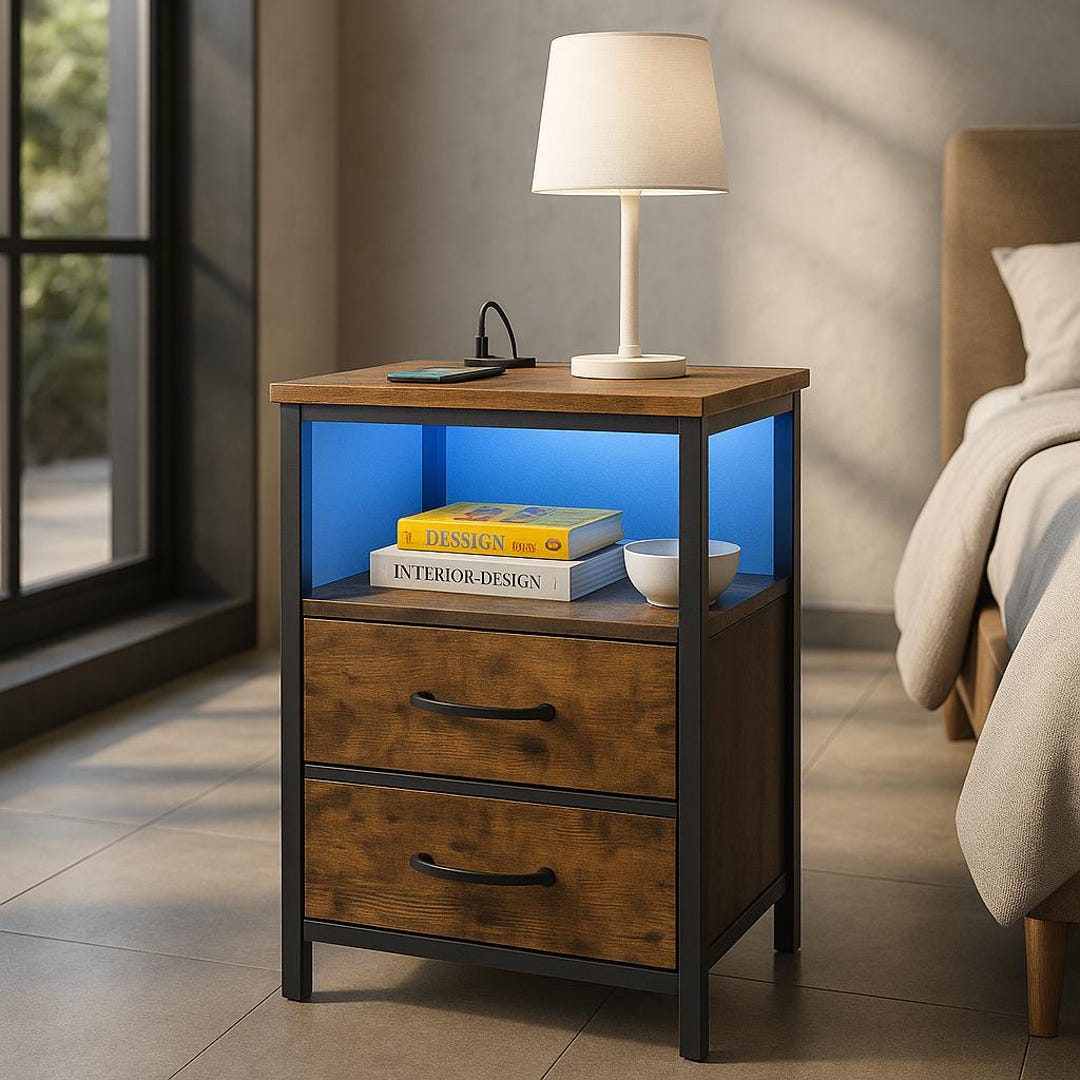 Modern Wooden RGB LED Bedside Table Drawer (currently Out of Stock ...