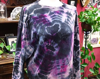 Tie Dye Sweatshirt M - womans oversized - Ice Dye Geode Achat Batik - Pullover - handgefärbt - Einzelstück