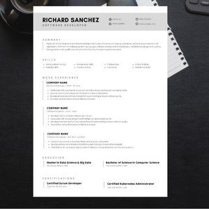 Resume template editable professional resume Professional Resume Template, Google Docs, Word, 1-2 Page Resume Template,