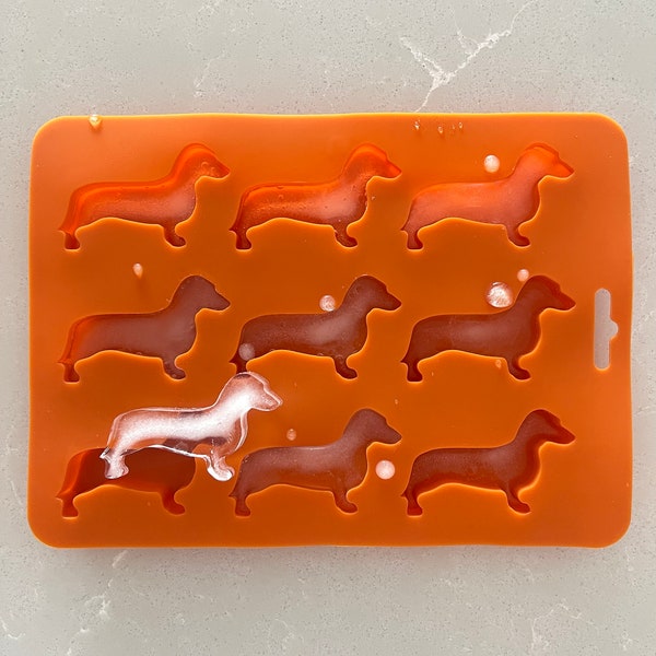 Party Dachshund Silicone Ice Cube Tray - BPA Free Mold For Ice Cubes, Chocolate, Cookie Dough, Wax Melts, Hobbies, Bar  - Doxie Lovers Gift