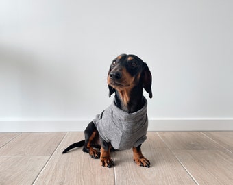 Dachshund Jersey Jumper - Handmade Dark Marle Grey Jersey - Dachshund Jumper