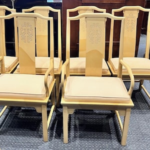 1990s Century Furniture Raymond Sobota Faux Goatskin Dining Chairs- Set of 6