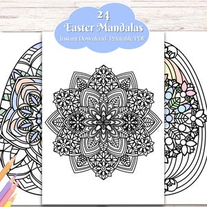 Easter Mandala Coloring Pages: Printable Easter Egg & Bunny Designs (Digital Download PDF)